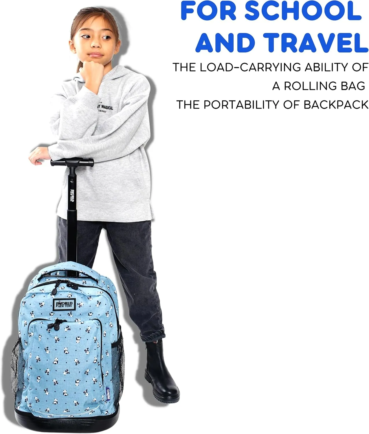J World New York Kids' Sunny Rolling Backpack Adults, Tie Dye, One Size