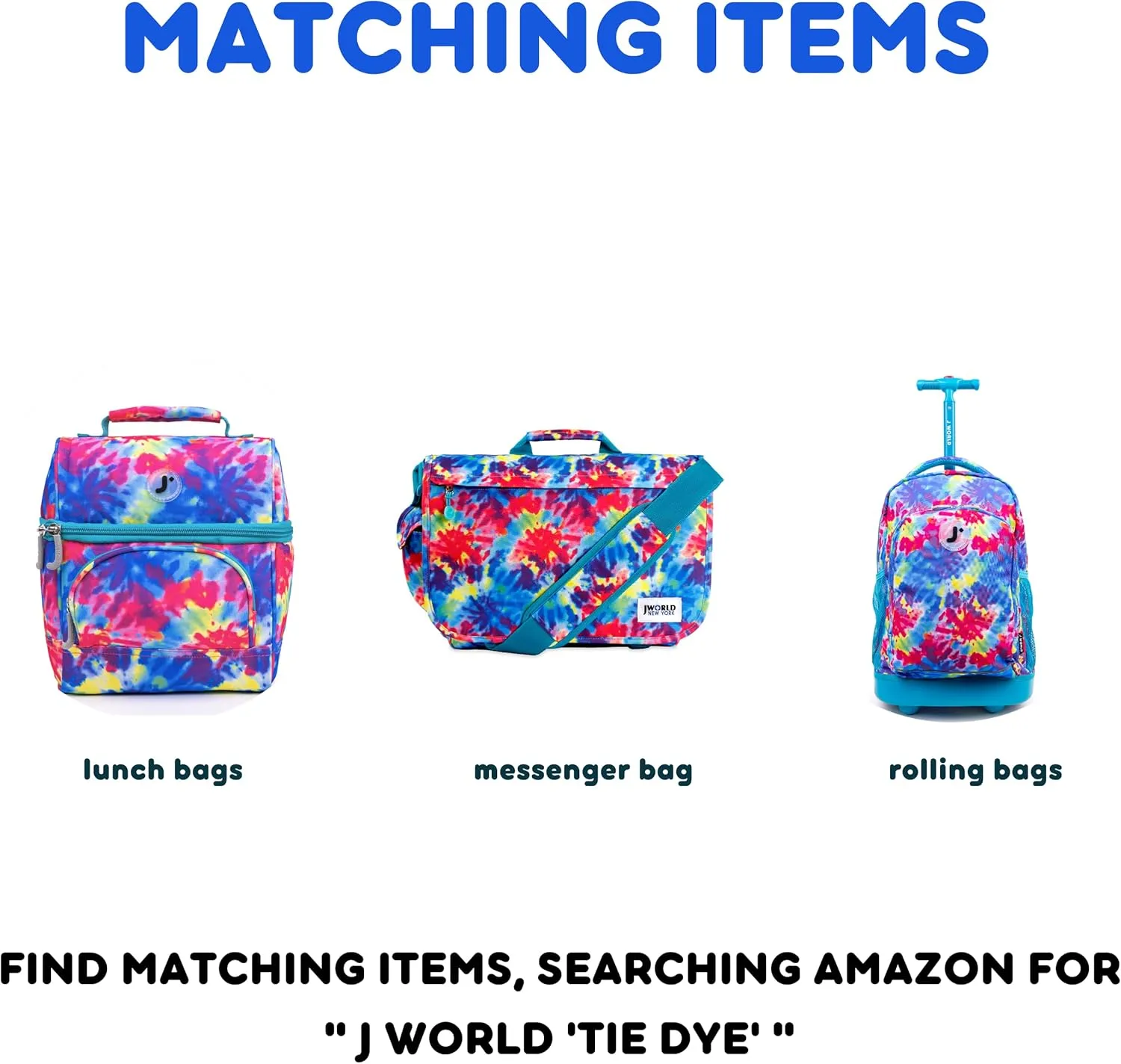 J World New York Kids' Sunny Rolling Backpack Adults, Tie Dye, One Size