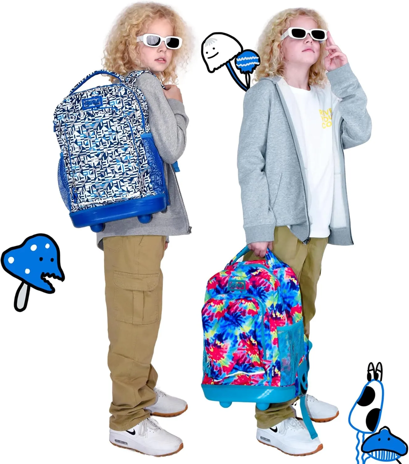 J World New York Kids' Sunny Rolling Backpack Adults, Tie Dye, One Size