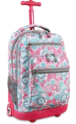 J World New York Sundance Rolling Backpack Girl Boy Roller Bookbag, Blue Raspberry, 20 Inch