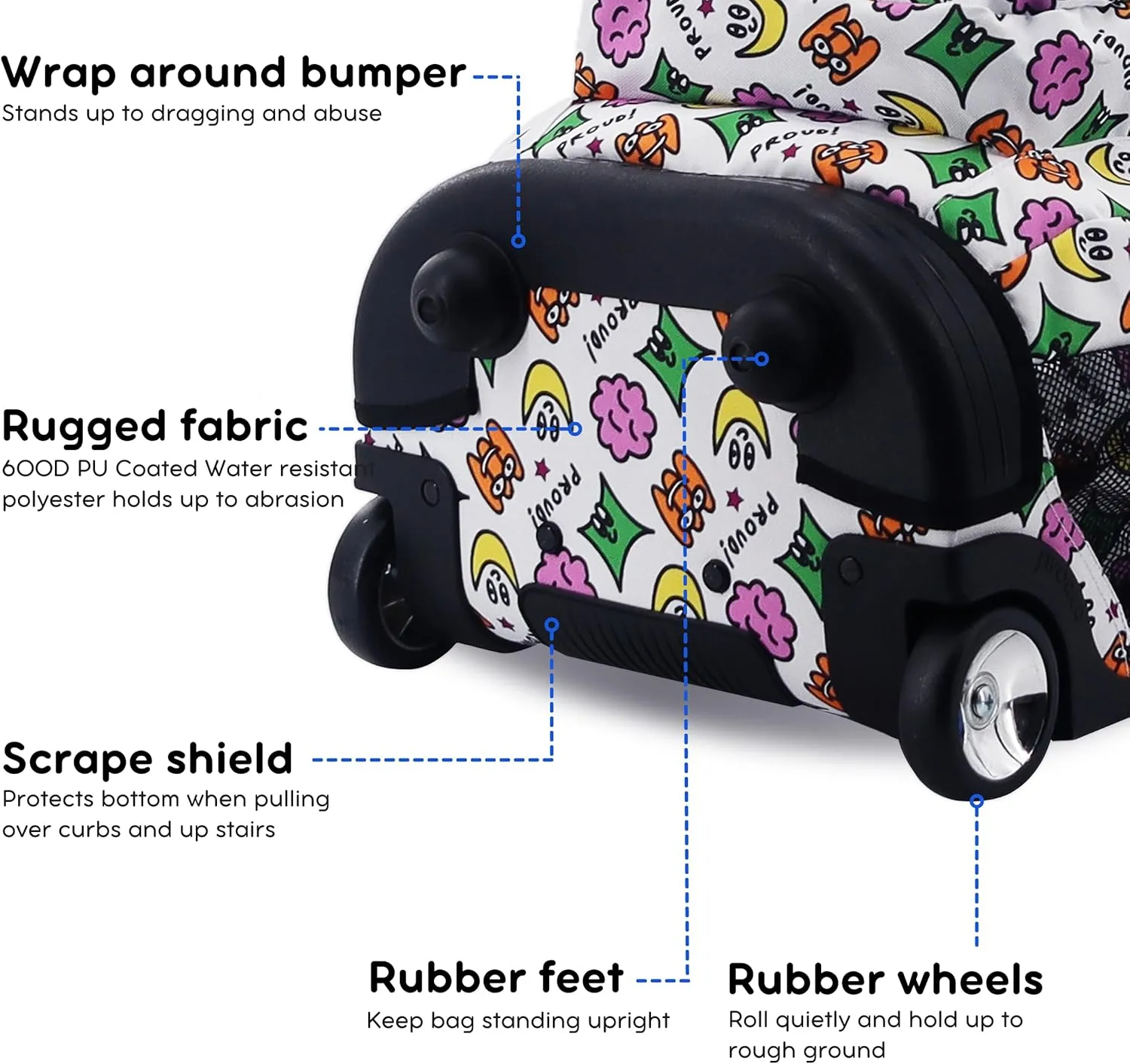 J World New York Sundance Rolling Backpack Girl Boy Roller Bookbag, Proud, 20 Inch