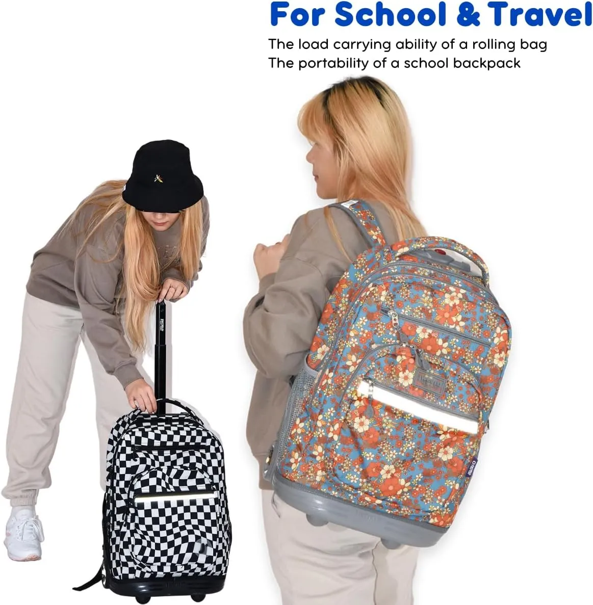 J World New York Sundance Rolling Backpack Girl Boy Roller Bookbag, Tribal, One Size