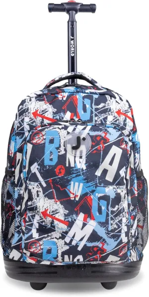 J World New York Sunny Rolling Backpack for Kids and Adults, Graffiti, 17 X 11.5X 5.5" (H X W X D)"