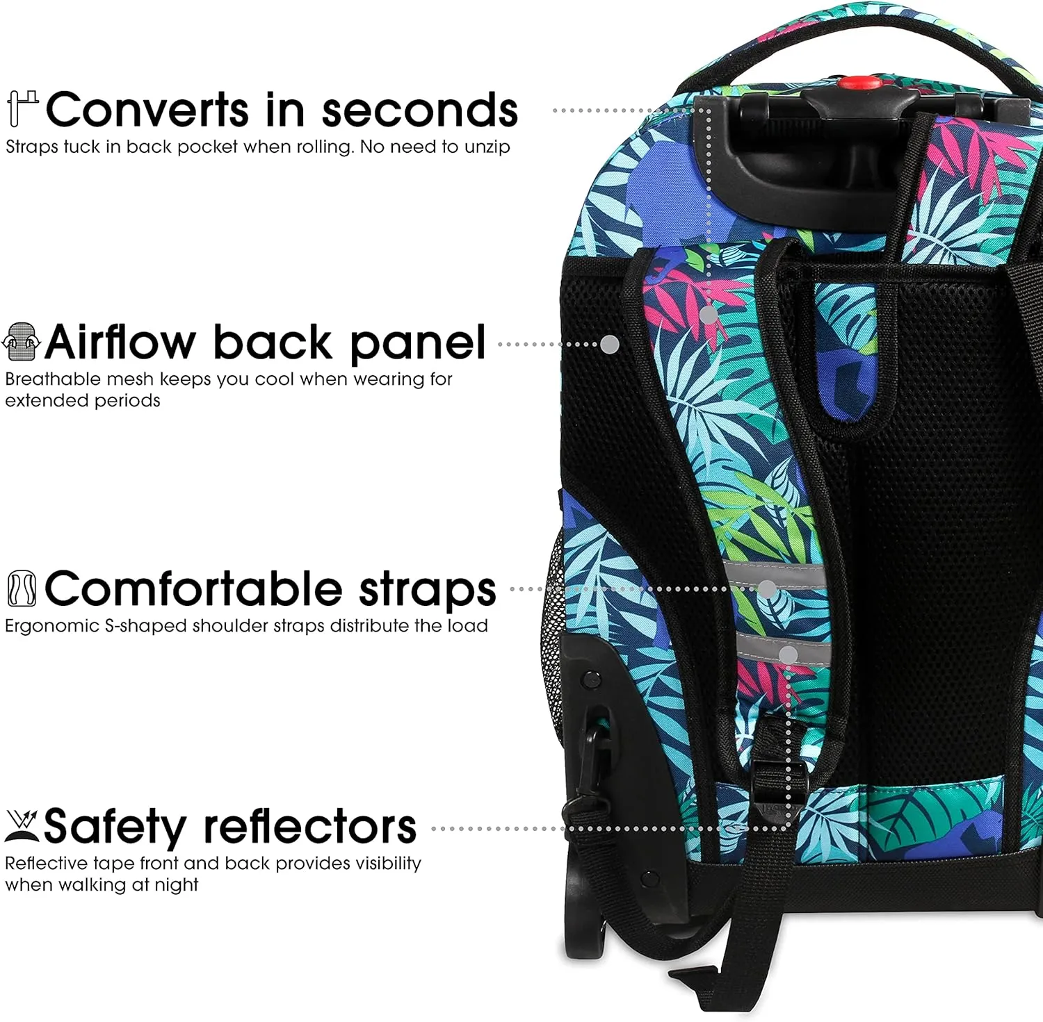 J World New York Sunrise Rolling Backpack Backpack, SAVANNA, 18"