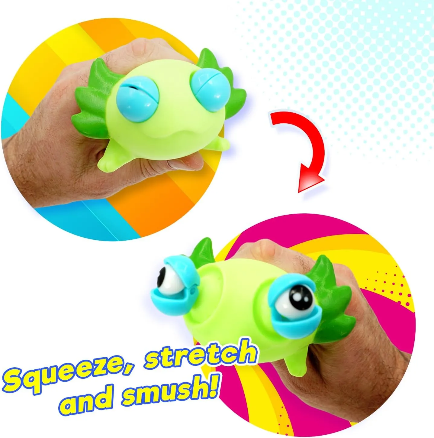 JA-RU Squeezy Pop-Eyes Axolotl Toy (4 Unit Assorted) Ugly Cute Squishy Animal Kids Toys for Boys and Girls. Smush Fidget Silly Stress Relief Axolotls Sensory Figure. 4747-4s