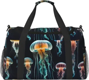 Jellyfish ocean print Weekender Overnight Carry On Bag Gym Luggage Bag Duffel Bag for Travel Women