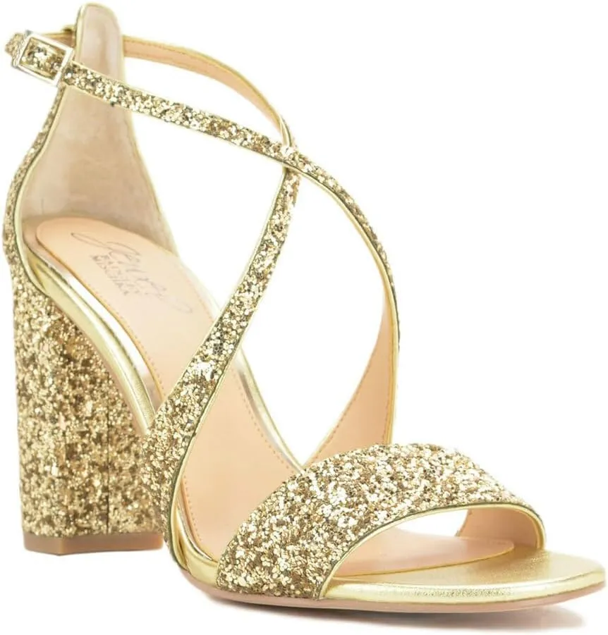 Jewel Badgley Mischka Cook Metallic Glitter Evening Shoe