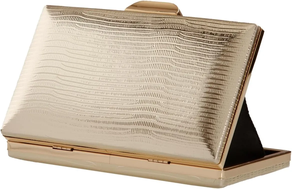 JNB Women's Metallic Material Hard Case Evening Party Clutch