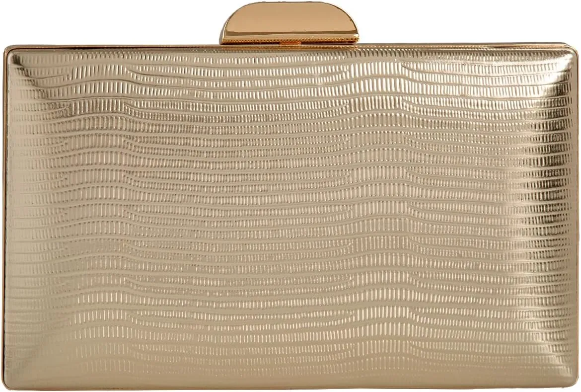 JNB Women's Metallic Material Hard Case Evening Party Clutch