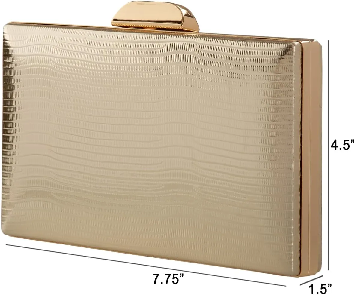 JNB Women's Metallic Material Hard Case Evening Party Clutch