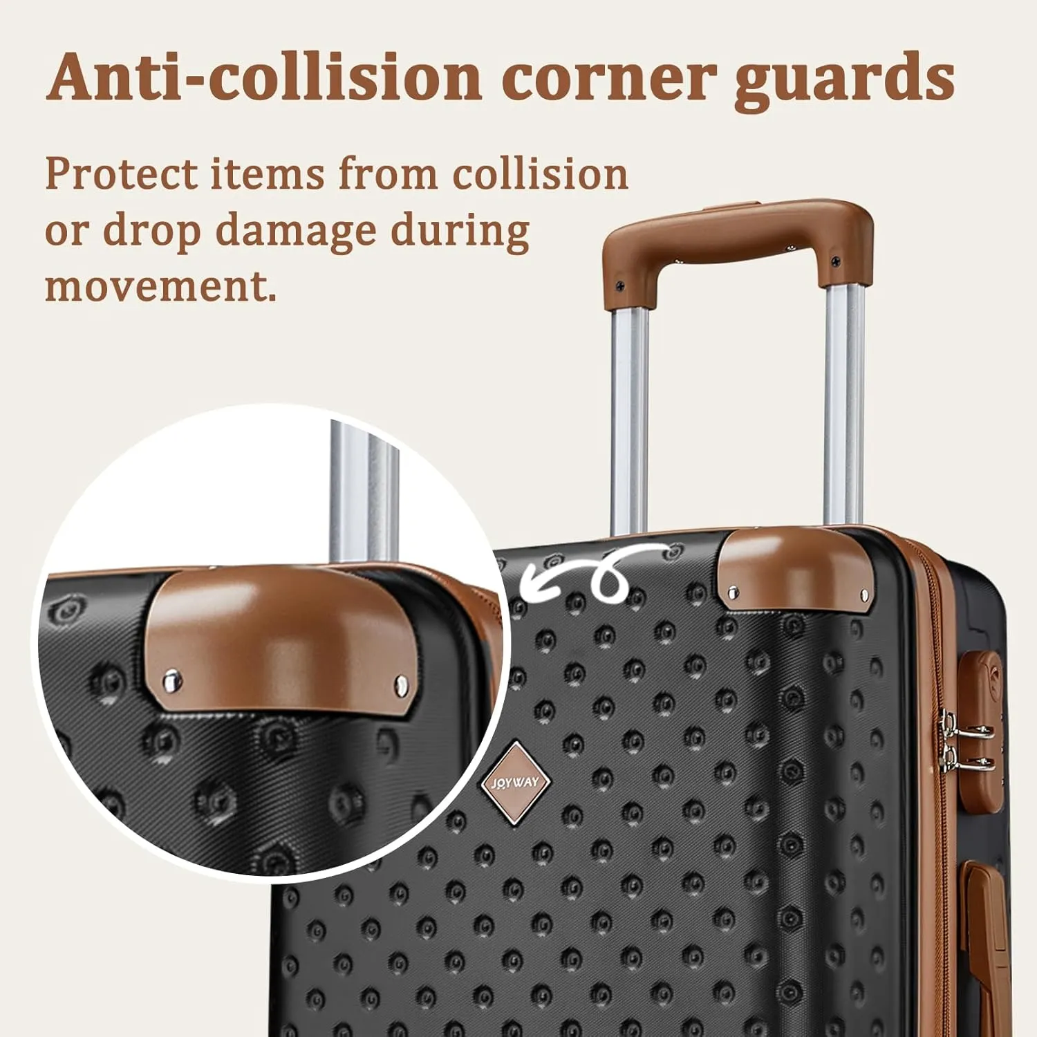 Joyway Luggage 20 Inch Carry On Luggage, Hard Shell Travel Carry On Suitcase Airline Approved,Lightweight Suitcases with Spinner Wheels(20-Inch, Black Brown)