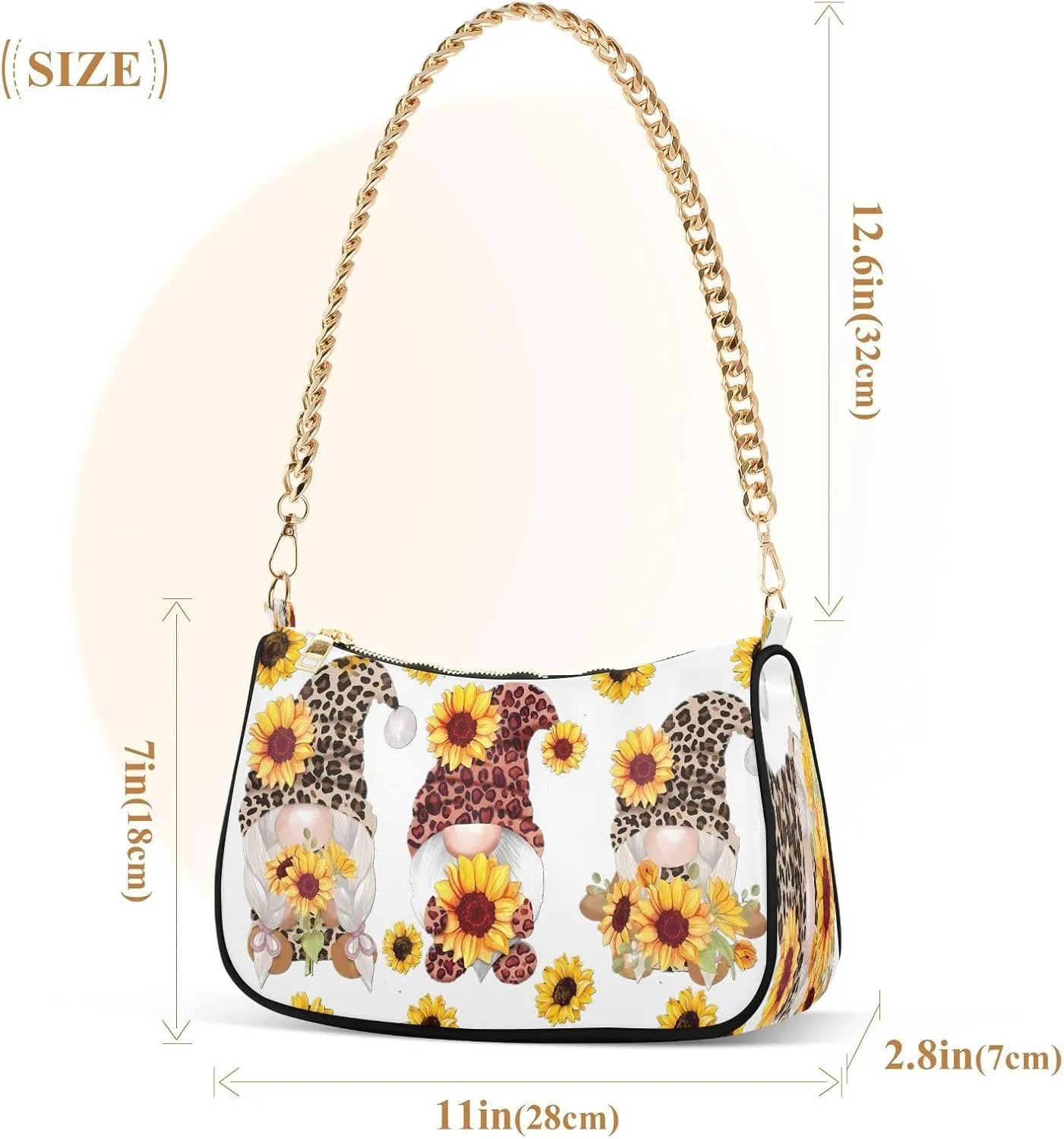 JSTEL Gnome Shoulder Purses for Women,Gnome Shoulder Bag Purse Womens Crescent Crossbody Bag