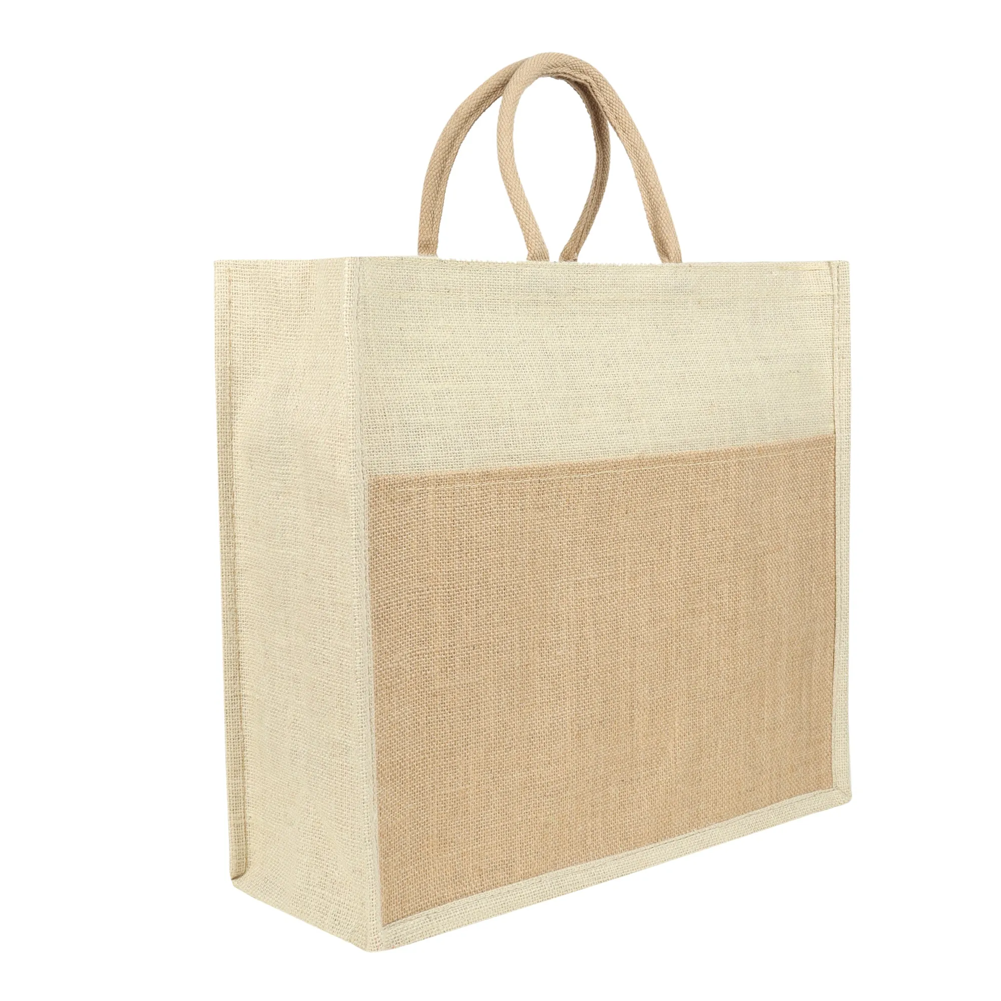 Jute Grocery Shopping Bags for Carry Milk Fruits Vegetable with Reinforced Handles With Zipper (Pack of 2)