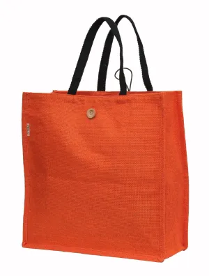 Jute Tote Bag with Button Closure