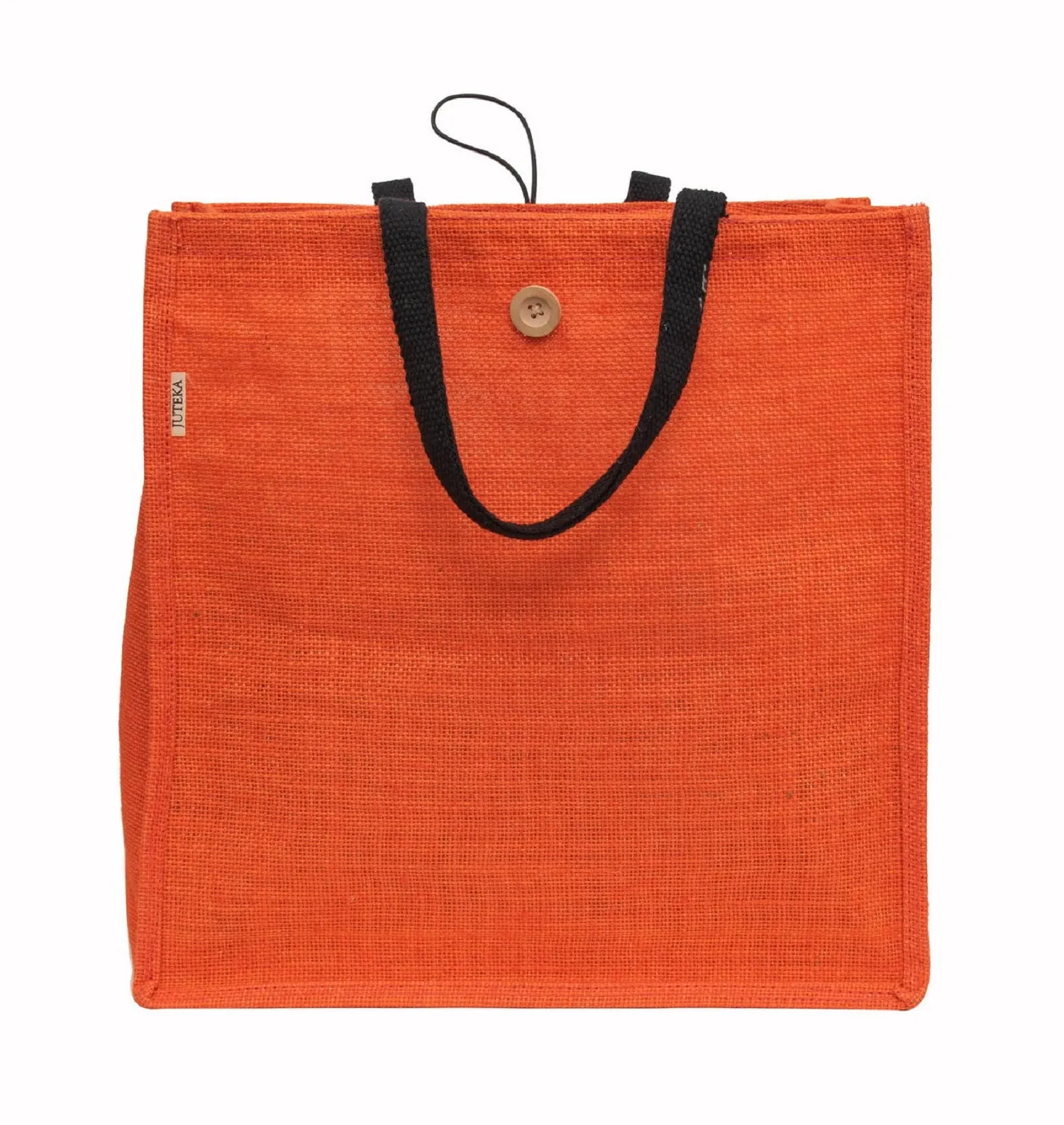 Jute Tote Bag with Button Closure