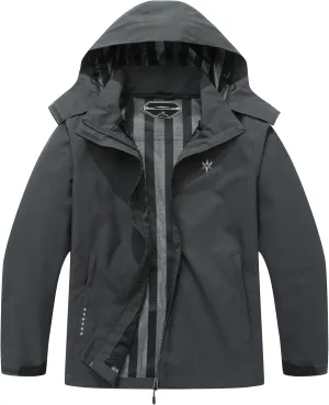 KAIDER Women's Plus Size Lightweight Waterproof Hooded Rain Jacket for Outdoor Hiking Travel