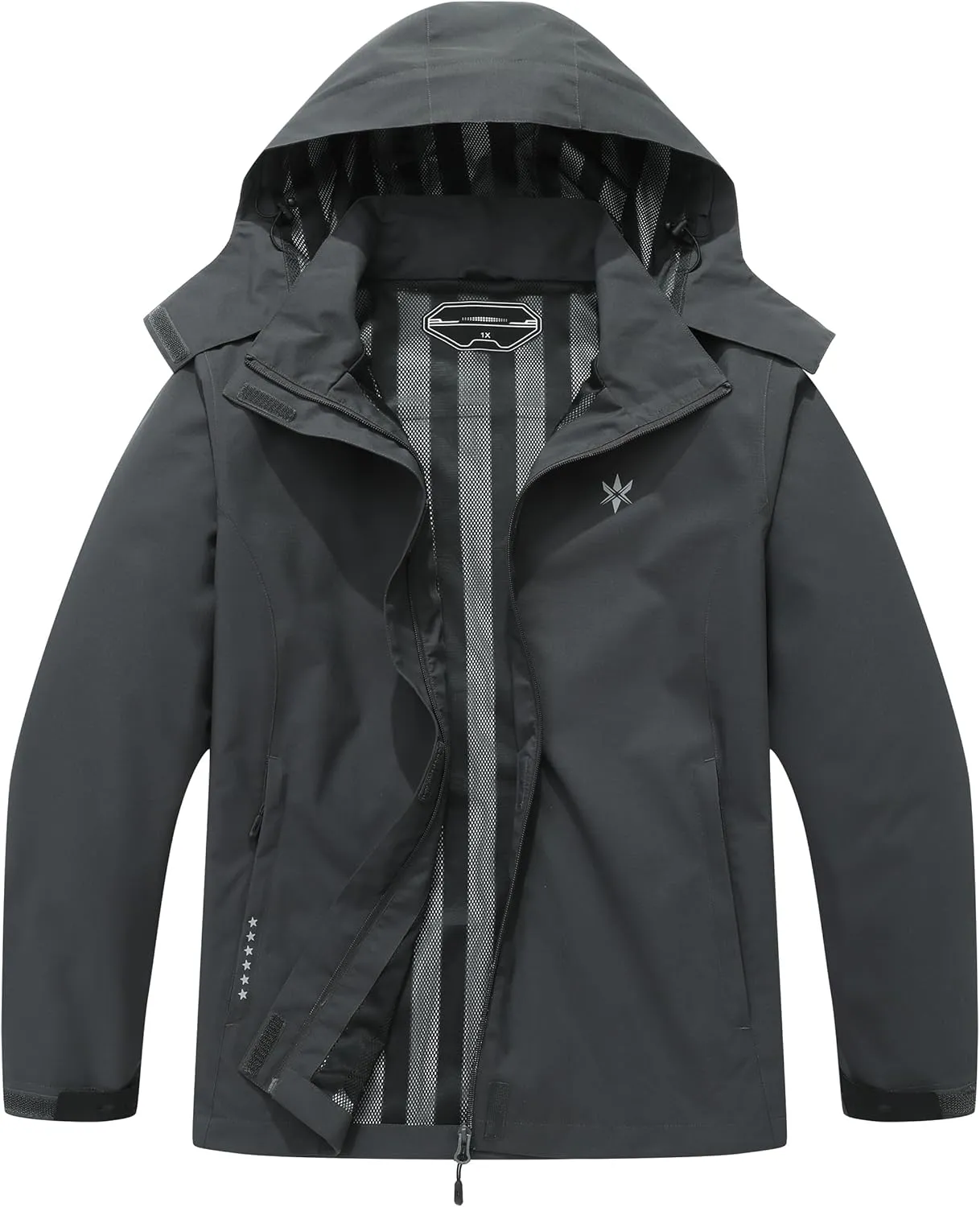KAIDER Women's Plus Size Lightweight Waterproof Hooded Rain Jacket for Outdoor Hiking Travel
