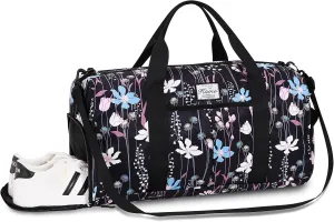 KAMO Travel Duffle Bag, Weekender Bags for Women with Shoe Compartment, Gym Bag for Women with Wet Pocket Workout Dance Tote Bag Personal Item Travel Bag with Trolley Sleeve