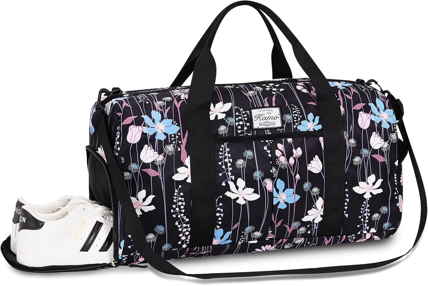 KAMO Travel Duffle Bag, Weekender Bags for Women with Shoe Compartment, Gym Bag for Women with Wet Pocket Workout Dance Tote Bag Personal Item Travel Bag with Trolley Sleeve