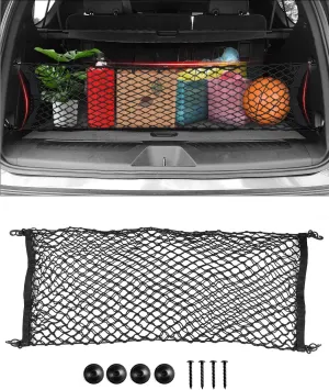 Karltys Envelope Style Cargo Net for 2015-2025 Chevy Tahoe/Suburban/GMC Yukon Accessories, Adjustable Elastic Rear Trunk Cargo Net, Heavy Duty Nylon Mesh Storage Netting Organizer