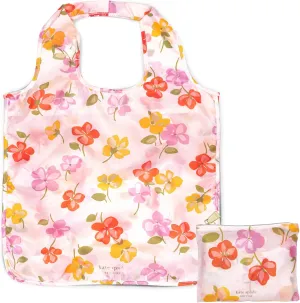 kate spade new york Reusable Produce Bags, Shopping Tote with Zipper Storage Pouch, Lightweight Foldable Grocery Bag, Spring Pansies
