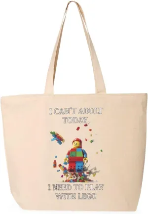 Keep Calm and Build It Zippered Tote Bag - Themed Shopping Bag - Art Print Cloth Bag