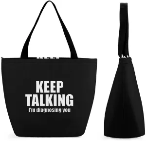Keep Talking Diagnosing You Women's Reusable Shopping Bags Foldable Tote Bag Lightweight Handbag for Work Travel