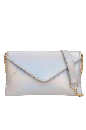 Kelli Metallic Envelope Clutch - Iridescent Silver