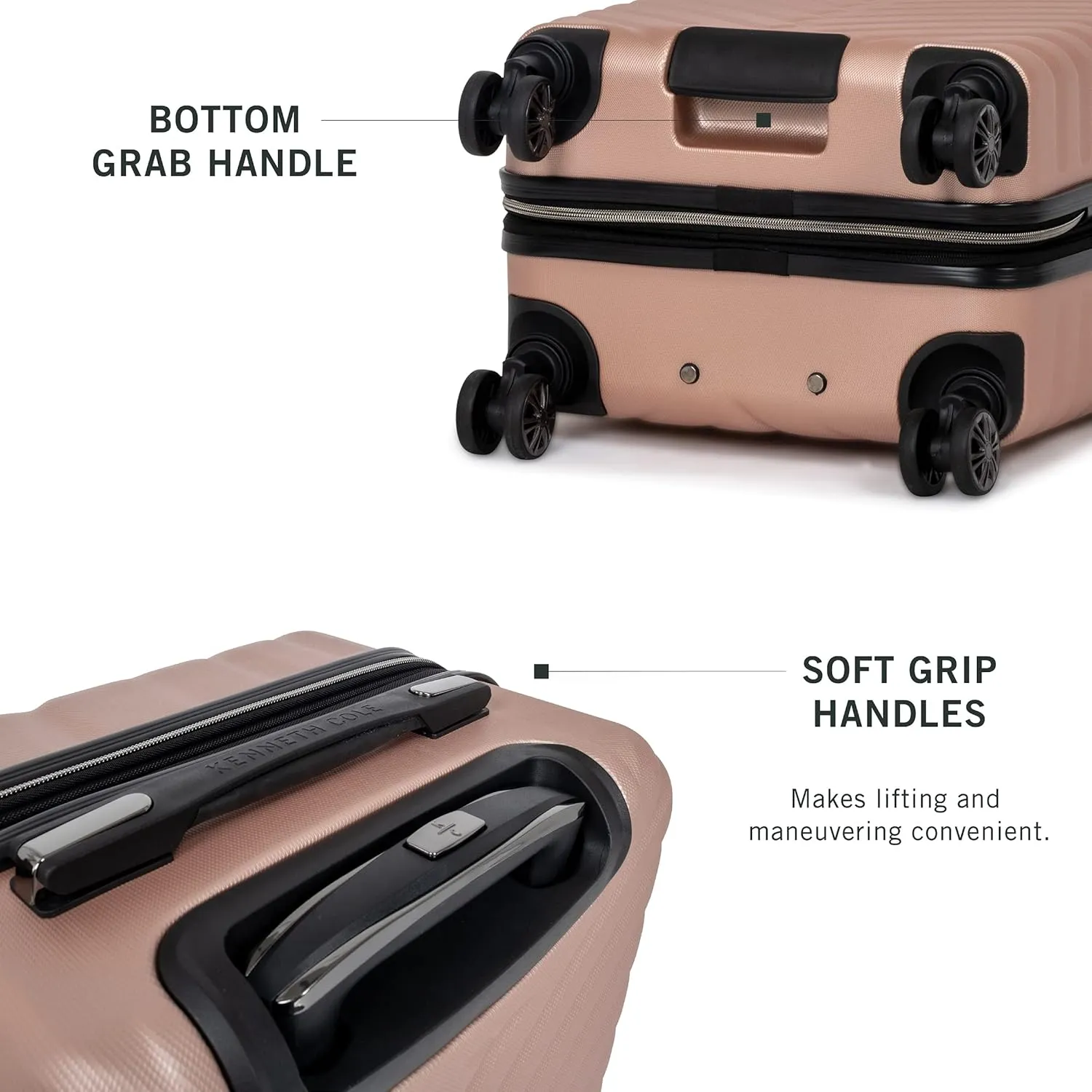 Kenneth Cole REACTION Madison Square Lightweight Hardside Chevron Expandable Spinner Luggage, Rose Gold, 20-Inch Carry On