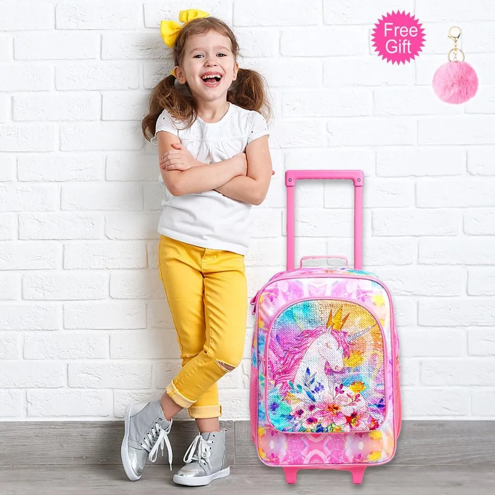 Kids Luggage for Boys and Girls, Cute Dinosaur Unicorn Rolling Wheels Suitcase for Toddler Children