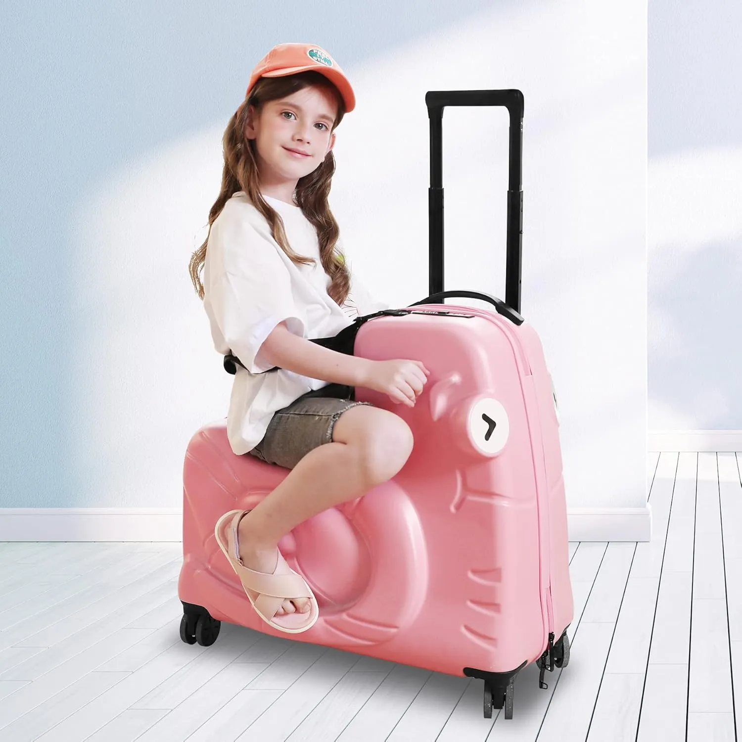 Kids Luggage, Kids Ride-on Luggage with Spinner Wheels Suitcase, Kid's Ride-On Suitcase Help Your Child Relax, Carry On Trolley Luggage with Password Lock, 20"