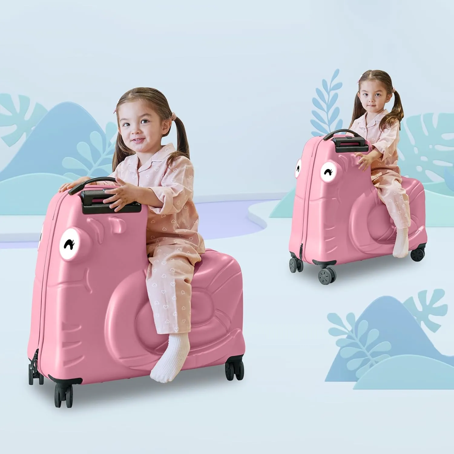 Kids Luggage, Kids Ride-on Luggage with Spinner Wheels Suitcase, Kid's Ride-On Suitcase Help Your Child Relax, Carry On Trolley Luggage with Password Lock, 20"