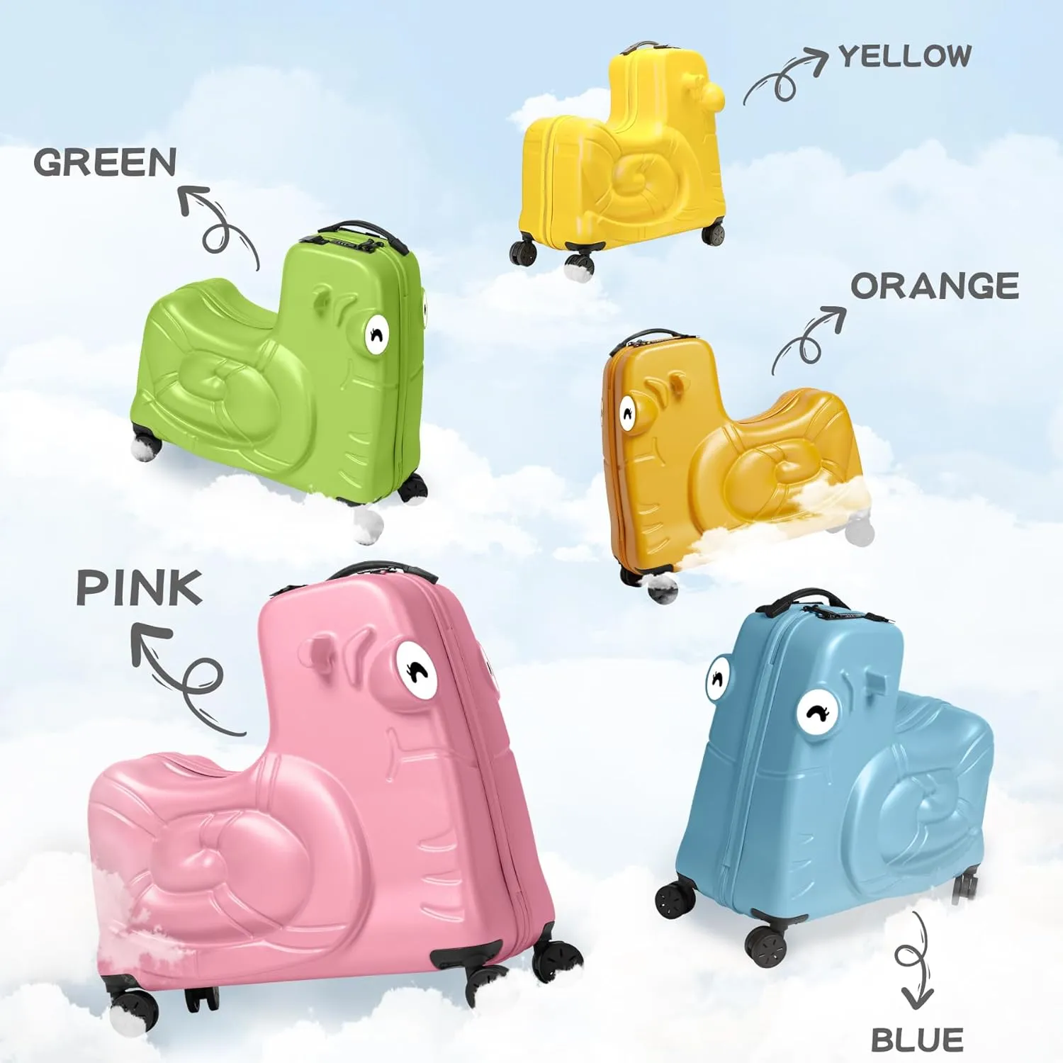 Kids Luggage, Kids Ride-on Luggage with Spinner Wheels Suitcase, Kid's Ride-On Suitcase Help Your Child Relax, Carry On Trolley Luggage with Password Lock, 20"