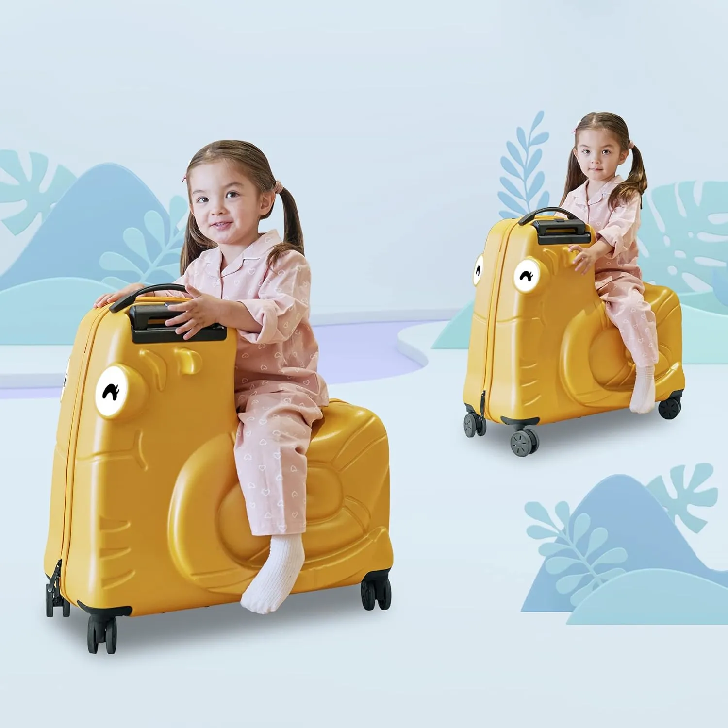 Kids Luggage, Kids Ride-on Luggage with Spinner Wheels Suitcase, Kid's Ride-On Suitcase Help Your Child Relax, Carry On Trolley Luggage with Password Lock, 22"