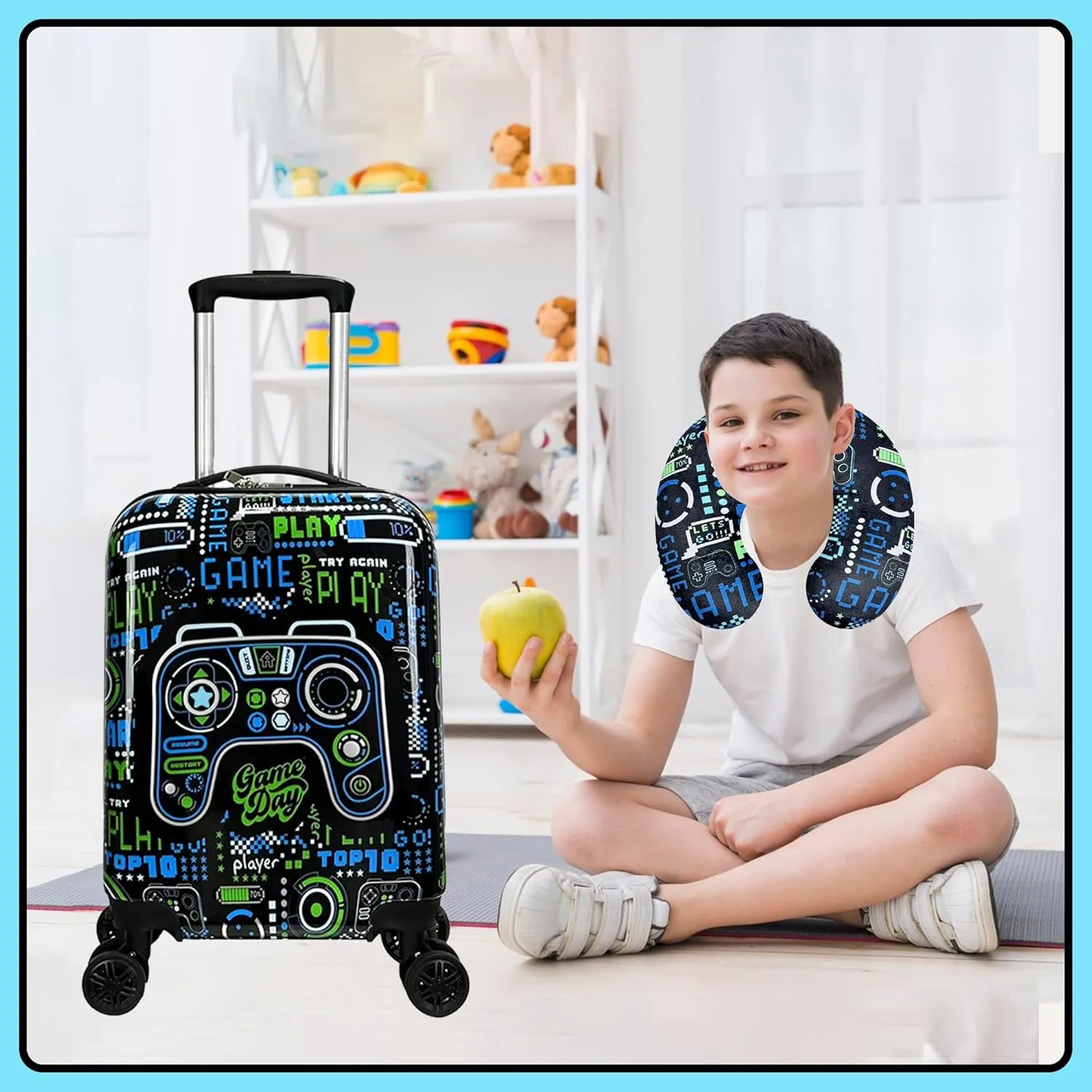 Kid’s Luggage Set 2 Piece Suitcase Set 16’’ Hardside Luggage with Spinner Wheels Girls Boys Carry on Luggage Travel Rolling Luggage Airline Approved