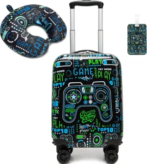Kid’s Luggage Set 2 Piece Suitcase Set 16’’ Hardside Luggage with Spinner Wheels Girls Boys Carry on Luggage Travel Rolling Luggage Airline Approved