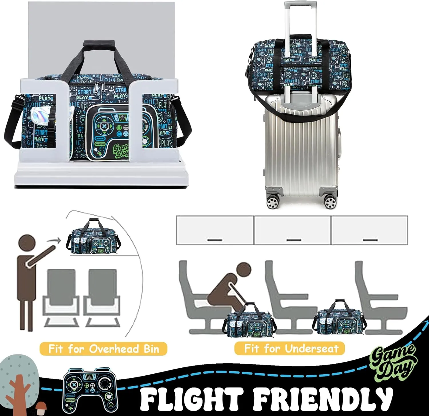 Kid’s Luggage Set 3 Piece Suitcase Set 16’’ Hardside Luggage with Spinner Wheels Girls Boys Carry on Toddler Travel Rolling Suitcase Airline Approved