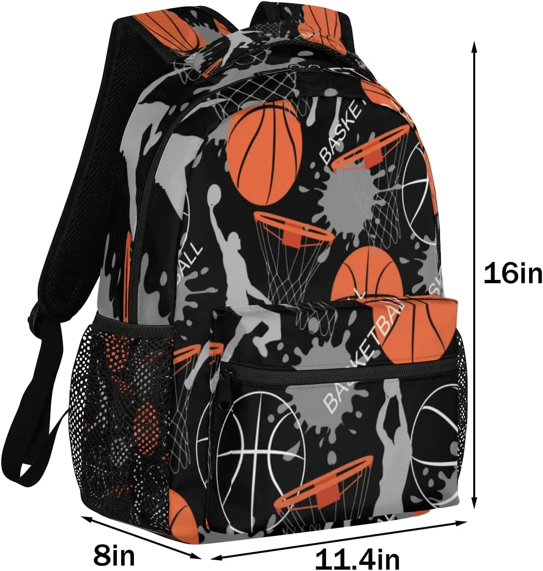 Kids School Backpack for Girls Boys School Bag Large Bookbag Lightweight Elementary Laptop Bag Travel Hiking Daypack (Basketball)
