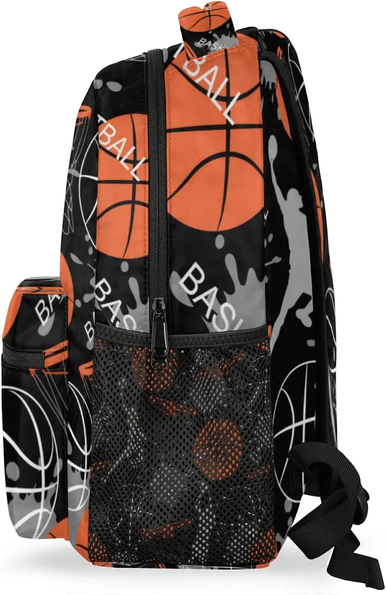 Kids School Backpack for Girls Boys School Bag Large Bookbag Lightweight Elementary Laptop Bag Travel Hiking Daypack (Basketball)