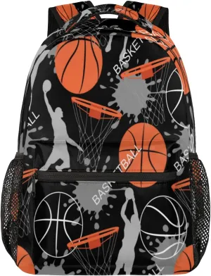 Kids School Backpack for Girls Boys School Bag Large Bookbag Lightweight Elementary Laptop Bag Travel Hiking Daypack (Basketball)