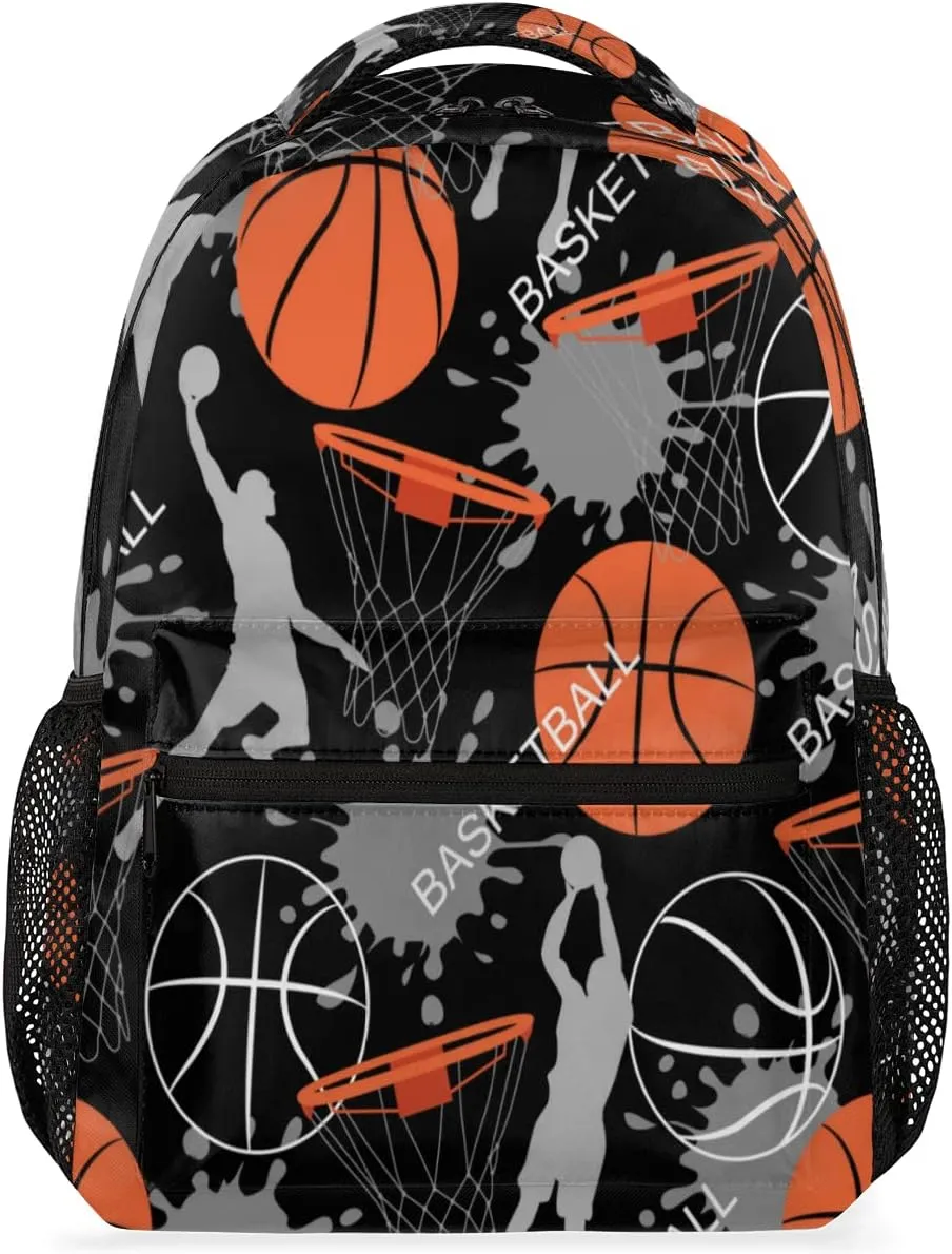 Kids School Backpack for Girls Boys School Bag Large Bookbag Lightweight Elementary Laptop Bag Travel Hiking Daypack (Basketball)
