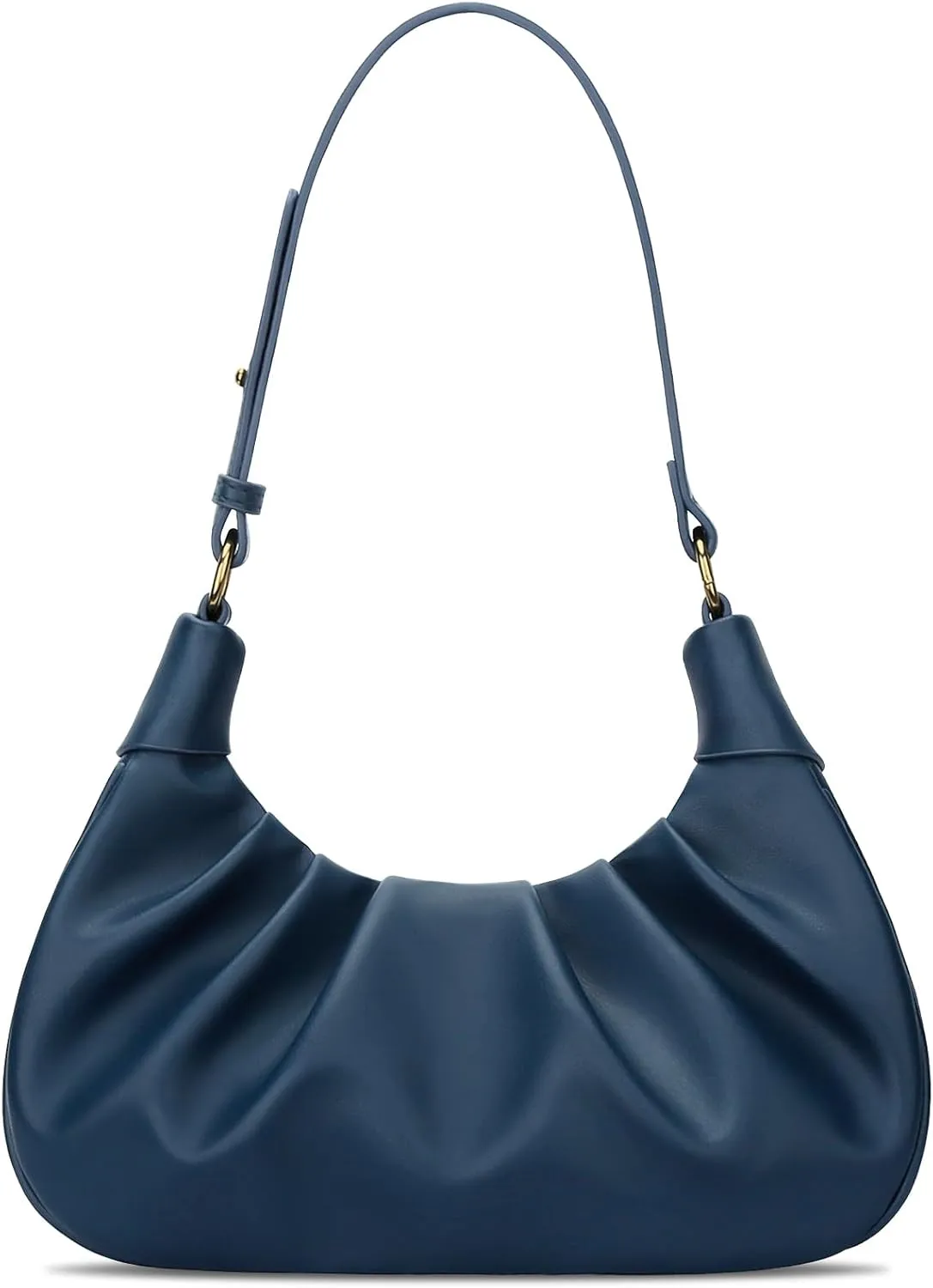 KKXIU Shoulder Bag Crescent Handbag Ruched Purse Underarm Bag Mini Hobo for Women,Detachable Gold Chain Crossbody Bag