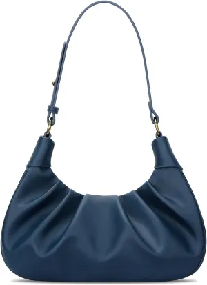KKXIU Shoulder Bag Crescent Handbag Ruched Purse Underarm Bag Mini Hobo for Women,Detachable Gold Chain Crossbody Bag