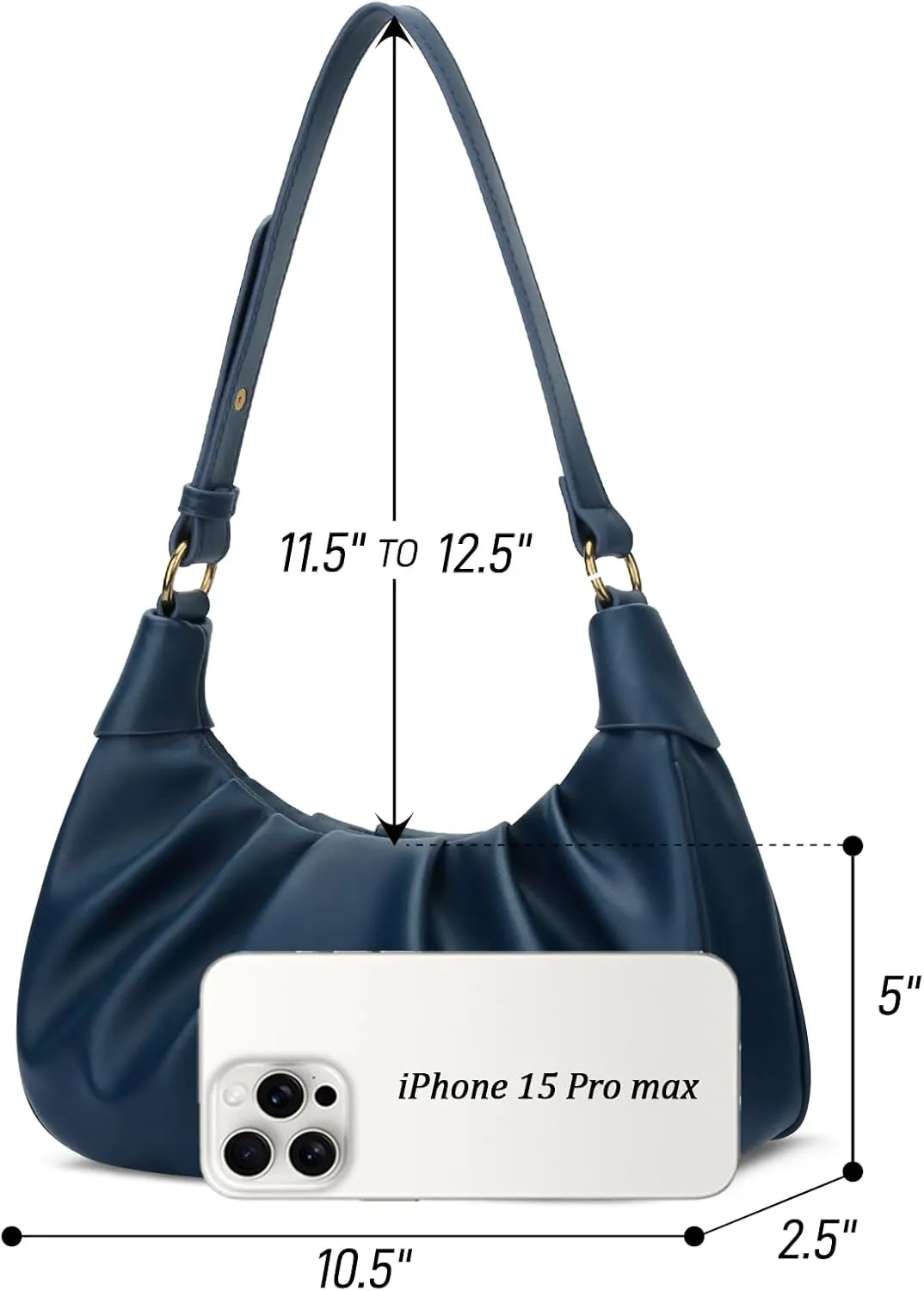 KKXIU Shoulder Bag Crescent Handbag Ruched Purse Underarm Bag Mini Hobo for Women,Detachable Gold Chain Crossbody Bag