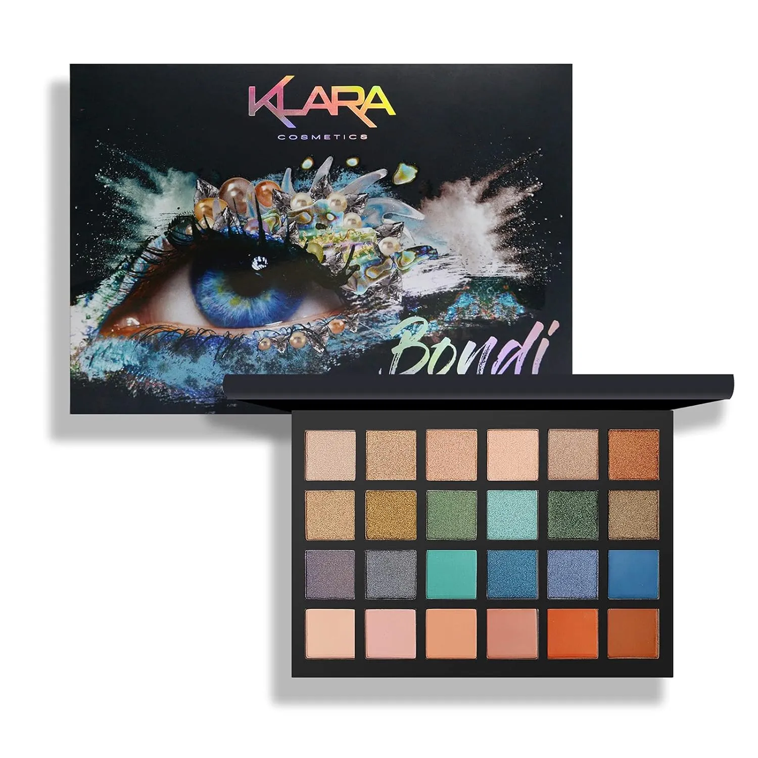 Klara Cosmetics 24 Eyeshadow Palette - Eye Makeup Palette with Matte, Shimmer and Metallic Finishes - Face Makeup Palette - Bondi - 2.5 oz