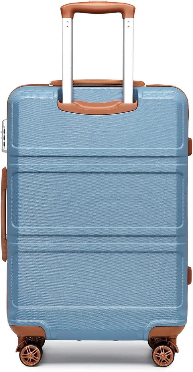 Kono 20'' Carry on Luggage Lightweight with Spinner Wheel TSA Lock Hardside Luggage Airline Approved Carry on Suitcase Apricot Blue