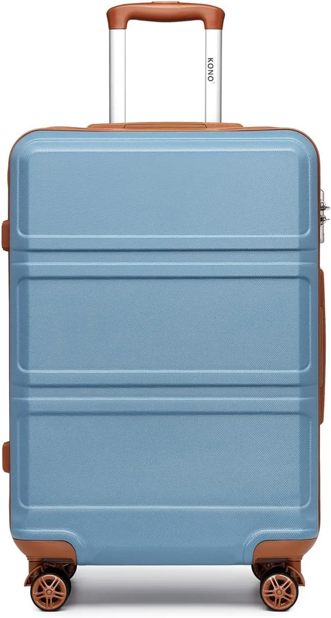 Kono 20'' Carry on Luggage Lightweight with Spinner Wheel TSA Lock Hardside Luggage Airline Approved Carry on Suitcase Apricot Blue