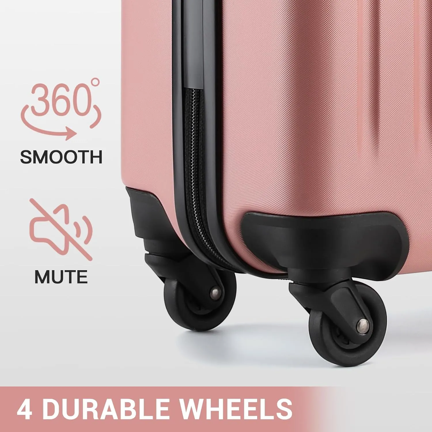Kono 20 Inch Carry on Luggage Suitcase with Spinner Wheels, Lightweight Rolling Cabin Suitcase for Airplanes Travel (Rose Gold, For 1-3 Days Travel)