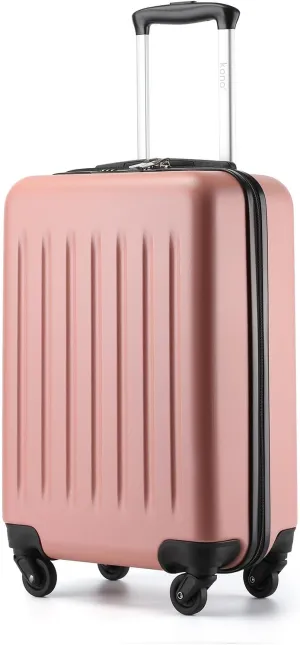 Kono 20 Inch Carry on Luggage Suitcase with Spinner Wheels, Lightweight Rolling Cabin Suitcase for Airplanes Travel (Rose Gold, For 1-3 Days Travel)