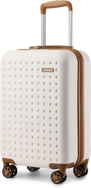 Kono Carry On Luggage 22x14x9 Airline Approved Lightweight Hardside Suitcase with Spinner Wheels & Built-in TSA Lock (Cream White, 20 Inch)